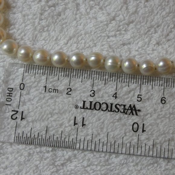 Double Strand Cultured Pearls With Silver Finesse Clasp, Good Luster 5 mm pearls - Picture 8 of 9